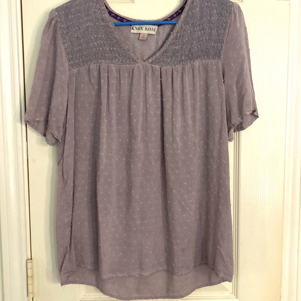 Knox Rose smocked shirt beautiful lavender color, size small, loose, Never worn